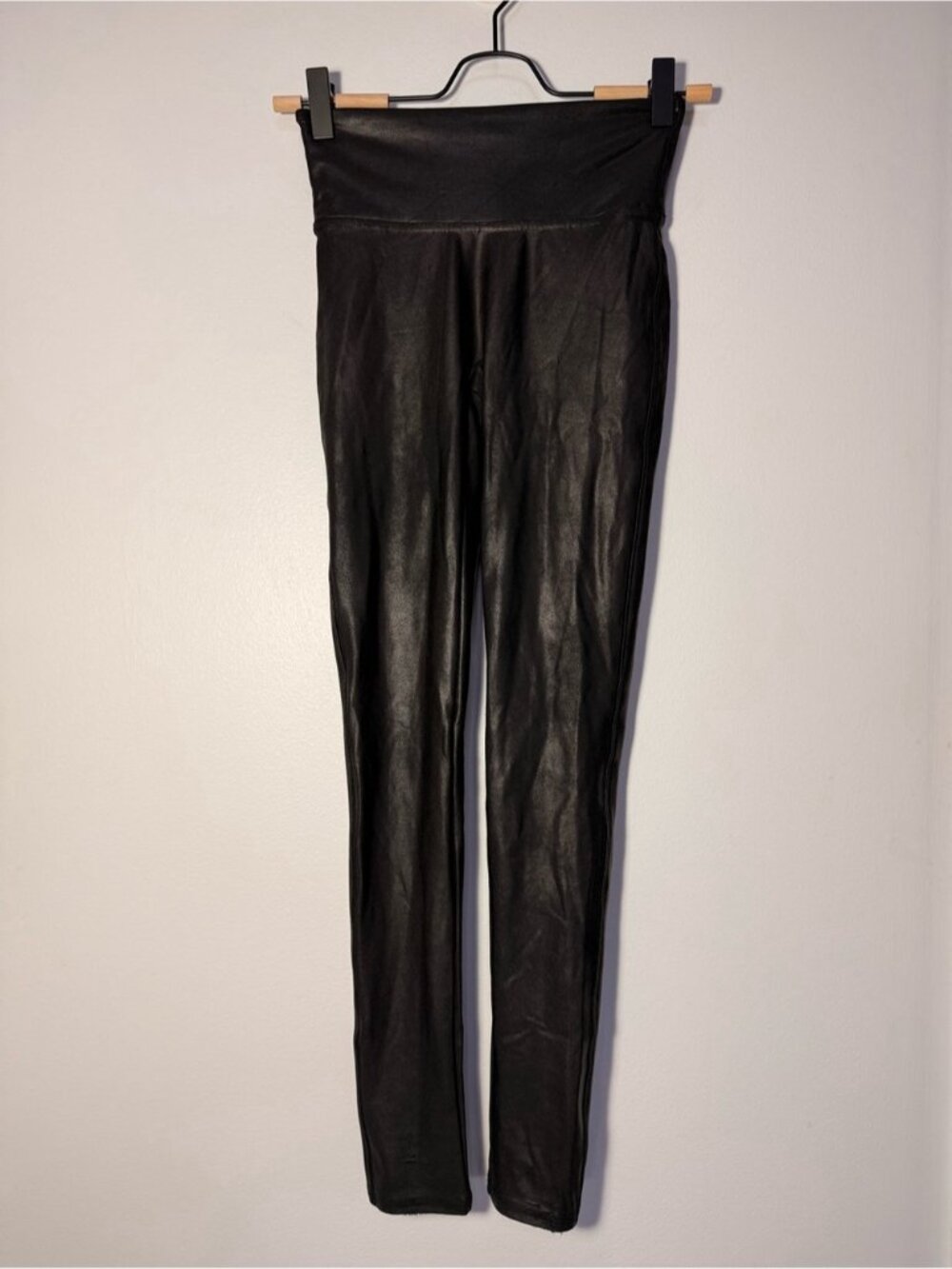 SPANX Black Faux-Leather High-Waist Leggings size XS - Picture 5 of 8
